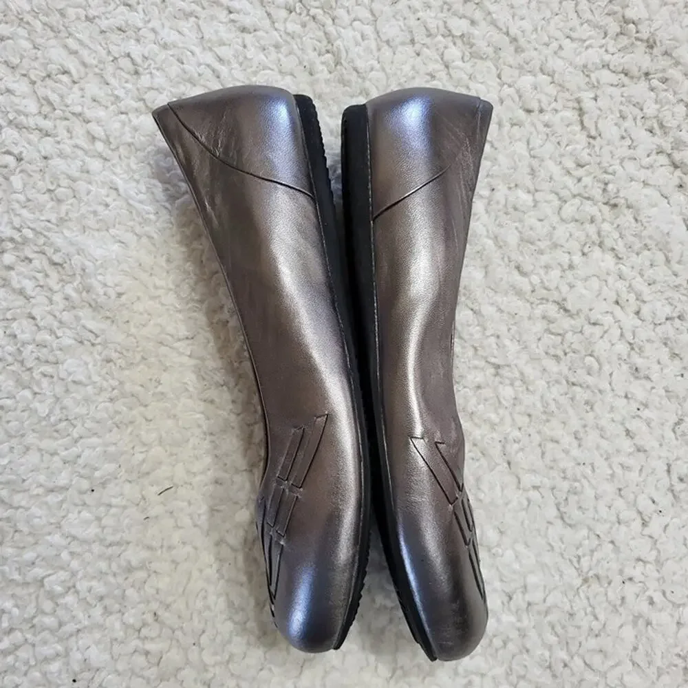 SoftWalk Sonoma Weave Leather Flats  Pewter  size 7.5